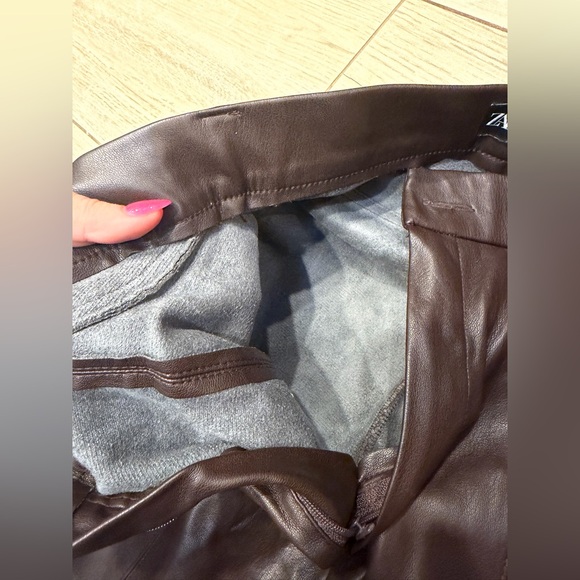 Zara Dark Brown Leather Trousers - Picture 2 of 3